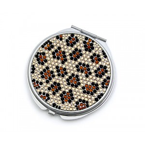 Compact Mirror - 12 PCS - Stoned Leopard Print - MR-GM1274LEP